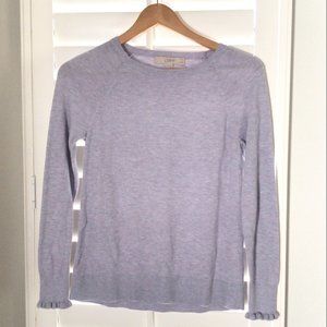 Loft light purple soft sweater with ruffle sleeves